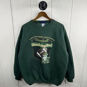 Vintage 96 Marshall Thundering Herd National Championship Green Crewneck X-Large